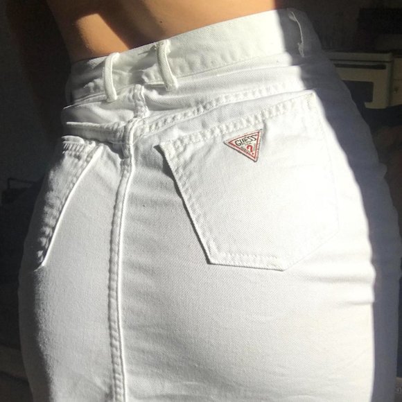 Vintage 90s white guess jeans denim skirt - Picture 2 of 3